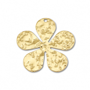 Roestvrij stalen (RVS) Stainless steel bedels bloem Gold