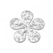 Roestvrij stalen (RVS) Stainless steel bedels bloem Silver
