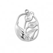 Roestvrij stalen (RVS) Stainless steel bedels tulpen Silver