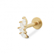 Roestvrij stalen (RVS) Stainless steel oorpiercing blad Gold