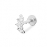 Roestvrij stalen (RVS) Stainless steel oorpiercing blad Silver