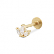 Roestvrij stalen (RVS) Stainless steel oorpiercing blad Gold