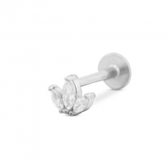 Roestvrij stalen (RVS) Stainless steel oorpiercing blad Silver