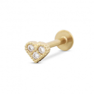 Roestvrij stalen (RVS) Stainless steel oorpiercing hart Gold