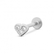 Roestvrij stalen (RVS) Stainless steel oorpiercing hart Silver