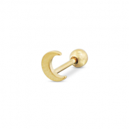 Roestvrij stalen (RVS) Stainless steel oorpiercing maan Gold