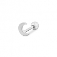 Roestvrij stalen (RVS) Stainless steel oorpiercing maan Silver