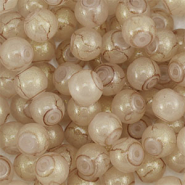 6 mm glaskralen met glitters Beige-gold