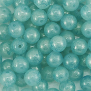 4 mm glaskralen met glitters Turquoise blue-gold