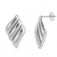 Roestvrij stalen (RVS) Stainless steel onderdelen oorbellen / oorstekers vleugel met oogje Silver