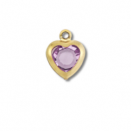 Roestvrij stalen (RVS) Stainless steel bedels hart Gold-light pink