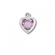 Roestvrij stalen (RVS) Stainless steel bedels hart Silver-light pink