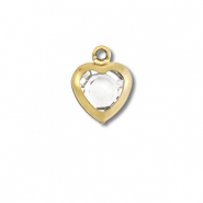 Roestvrij stalen (RVS) Stainless steel bedels hart Gold-transparent