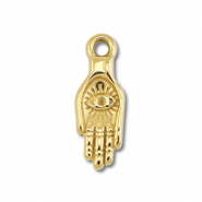 Roestvrij stalen (RVS) Stainless steel bedels hand met oog Gold