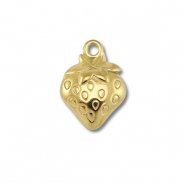 Roestvrij stalen (RVS) Stainless steel bedels aardbei Gold