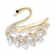 Broches zwaan Gold-transparent-black