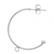 Roestvrij stalen (RVS) Stainless steel onderdelen oorbellen creolen met oogje Silver