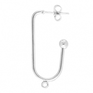 Roestvrij stalen (RVS) Stainless steel onderdelen oorbellen / oorstekers langwerpig ovaal met oogje Silver