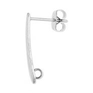 Roestvrij stalen (RVS) Stainless steel onderdelen oorbellen / oorstekers langwerpig met oogje Silver