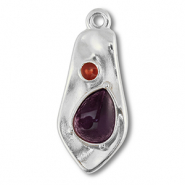 Bedels DQ metaal irregular Antiek zilver (nikkelvrij)-purple-red
