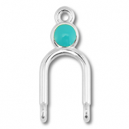 Bedels DQ metaal tussenstuk Antiek zilver (nikkelvrij)-turquoise blue