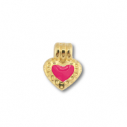 Bedels DQ metaal hart Goud (nikkelvrij)-magenta