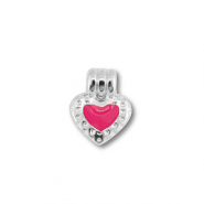 Bedels DQ metaal hart Antiek zilver (nikkelvrij)-magenta