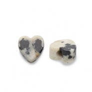 Natuursteen kralen dalmatian stone hart Greige