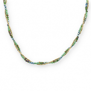 Roestvrij stalen (RVS) Stainless steel kettingen top facet kralen Gold-green-green AB