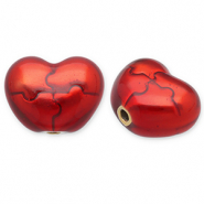 Roestvrij stalen (RVS) Stainless steel kralen hart Gold-red