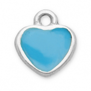 Roestvrij stalen (RVS) Stainless steel bedels hart Silver-blue