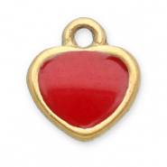 Roestvrij stalen (RVS) Stainless steel bedels hart Gold-red