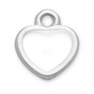 Roestvrij stalen (RVS) Stainless steel bedels hart Silver-white