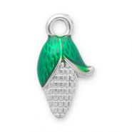 Roestvrij stalen (RVS) Stainless steel bedels maiskolf Silver-green
