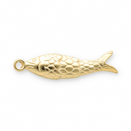 Roestvrij stalen (RVS) Stainless steel bedels vis Gold