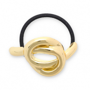 Haaraccessoires haarelastiek met metaal knoop Gold-black