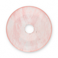 Natuursteen hangers agaat donut 16mm Pink-transparent
