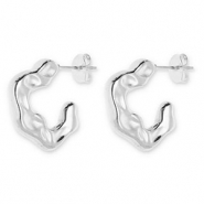 Roestvrij stalen (RVS) Stainless steel oorbellen / oorstekers irregular Silver
