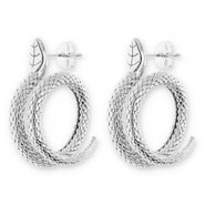 Roestvrij stalen (RVS) Stainless steel oorbellen / oorstekers slang Silver