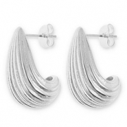 Roestvrij stalen (RVS) Stainless steel oorbellen / oorstekers druppel Silver