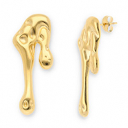 Roestvrij stalen (RVS) Stainless steel oorbellen / oorstekers druppels Gold