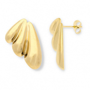 Roestvrij stalen (RVS) Stainless steel oorbellen / oorstekers Gold