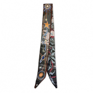 Bandana sjaal met sterren/blaadjes Dark green-brown