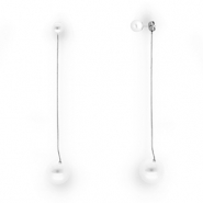 Roestvrij stalen (RVS) Stainless steel oorbellen / oorstekers met imitatie parels Silver