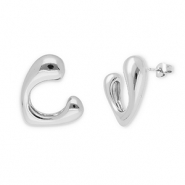 Roestvrij stalen (RVS) Stainless steel oorbellen / oorstekers hart Silver