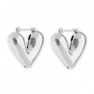 Roestvrij stalen (RVS) Stainless steel oorbellen / creolen hart Silver