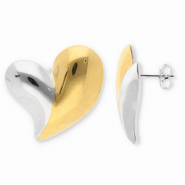 Roestvrij stalen (RVS) Stainless steel oorbellen / oorstekers hart Gold-silver