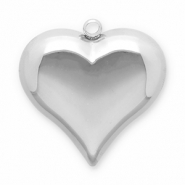 Roestvrij stalen (RVS) Stainless steel bedels hart Silver