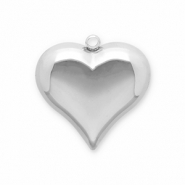 Roestvrij stalen (RVS) Stainless steel bedels hart Silver