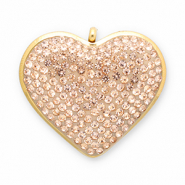 Roestvrij stalen (RVS) Stainless steel bedels hart Gold-champagne